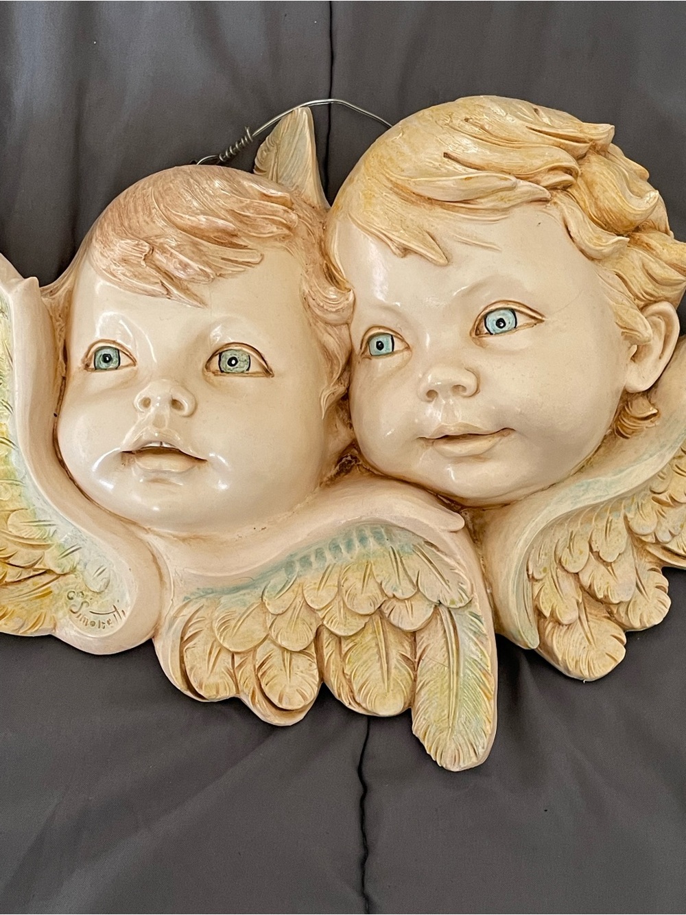 Vintage 1991 Fontanini Cherub Wall Plaque Made in Italy Angel Figurine